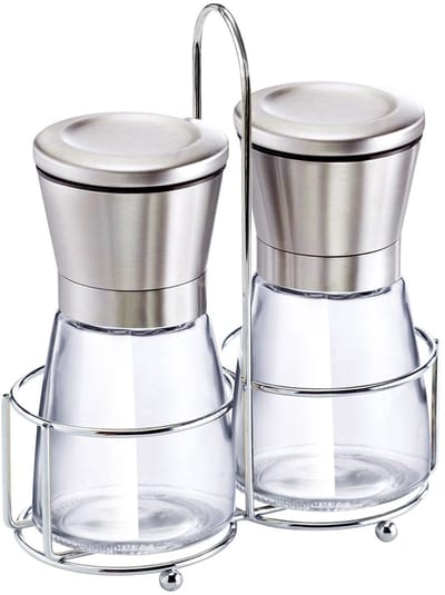 Cheffinger, Zout- en pepermolens Manuel Inox en Ultra Duurzaam Massief Glas, Zilver