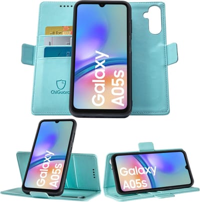 Geschikt voor Samsung Galaxy A05s - Book Case Hoesje - Uitneembaar Hoesje - Magnetische Sluiting - Portemonnee Baby Blauw