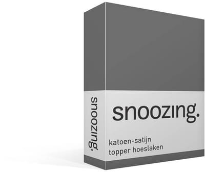 Snoozing - Katoen-satijn - Topper - Hoeslaken - Eenpersoons - 70x200 cm - Antraciet
