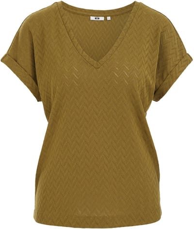 WE Fashion Dames T-shirt met opengewerkt dessin