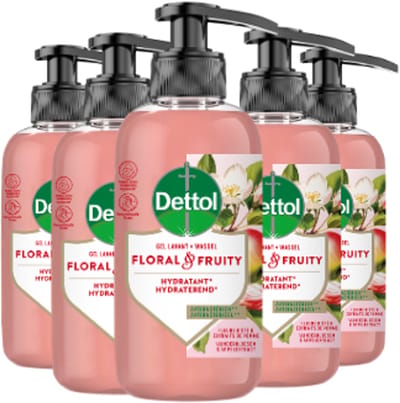 Dettol Handzeep - Antibacterieel - Floral & Fruity - Vlinderbloesem & Appelextract - 300ml x5