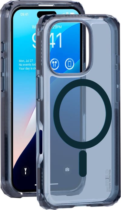 SoSkild iPhone 16 Pro Hoesje - Shockproof Case - Stevig Materiaal met Magnetische Ring - Magsafe - Smokey Grey