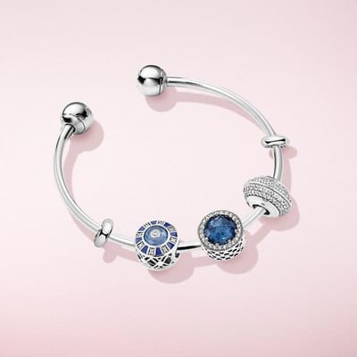 Bracelet Perles Scintillantes en Argent Sterling 925 Roue Pavée Avec Espaceur Entièrement en Cristal Pour Femmes Cadeau de Mariage Bijoux Mode Pan 17.5cm white