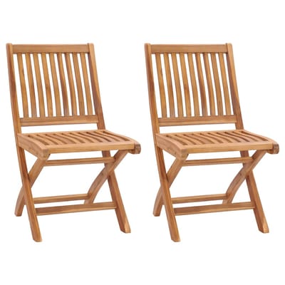 vidaXL - Opklapbare - stoelen, - 2 - stuks, - massief - teakhout