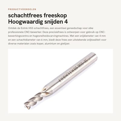 Dailygoods- Schachtfrees HSS 4 mm - CNC Cilinderschacht - Snijdiameter 4 mm - Totale Lengte 55 mm - Slijtvast - Geschikt voor Aluminium/Gietijzer - Frees