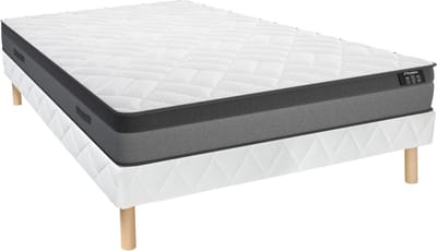 Vente-unique Set bedbodem en matras pocketveren en vormgeheugen ILLUSION van DREAMEA - 140 x 190 cm L 190 cm x H 30 cm x D 140 cm