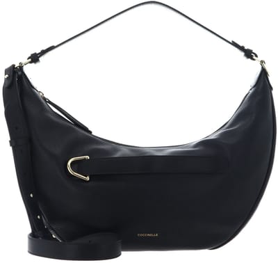 COCCINELLE Leren schoudertas handtas Paki Handbag Leather Noir / Noir zwart