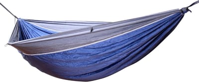 Dubbele Hangmat - Kampeerhangmat Strandlaken - Outdoor Ontspannen - Ultralicht Nylon - 300 x 190 cm - Chacoral grijs/navy blauw