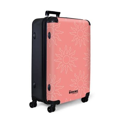 NoBoringSuitcases.com® - Koffer groot - Reiskoffer lichtgewicht - Roze zonnen patroon - Rolkoffer met 4 wielen - Grote trolley XL - 98 liter bagage