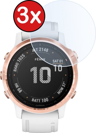 Screenprotector - 3 Stuks - Geschikt voor Garmin Fenix 6s Pro - Sterk & Shockproof - Tempered Glass - Gehard Glas - Beschermglas Screen Cover - Bescherm Protector voor Smartwatch