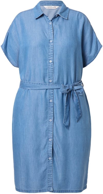 Studio Untold - Dames - Overhemdjurk zacht denim strikceintuur - Blauw denim - Maat 46+
