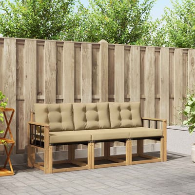 vidaXL - Buiten - bank - set - 3 - st - Wit - en - Beige
