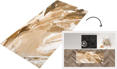 Keukenloper - Loper keuken - Schilderen - Goud - Bruin - 120x50 cm - Keukenloper vinyl