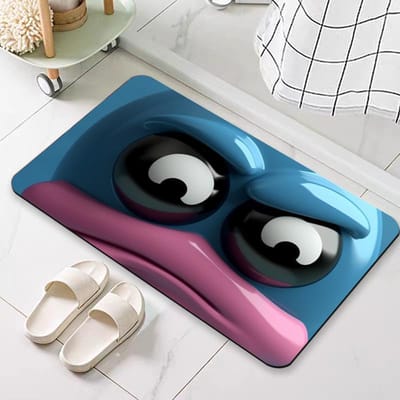 Tapis de salle de bain absorbant et extensible avec emoji amusant, motif dessin animé, antidérapant, grand œil, effet 3D. 40*60cm
