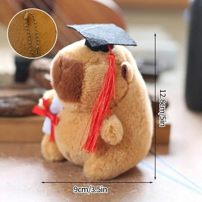Porte-clés Capybara en Peluche Animal en Peluche Rigolo Pendentif Poupée Capybara Décoration Mignonne pour Sac à Dos Ornement Cadeau de Remise de Diplôme Anniversaire beige
