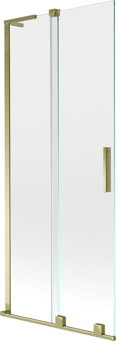 Mexen Velar L badscherm voor badkuip, 2-delige schuifdeur 80 x 150 , transparant, goud - 896-080-003-01-50