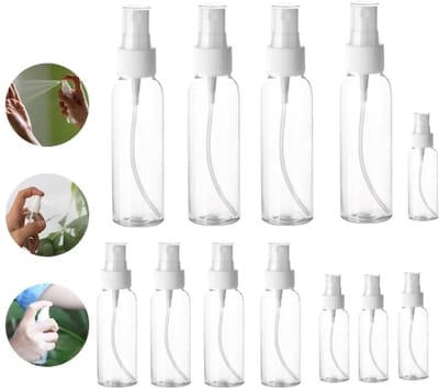 12 stuks- Doorzichtige spuitflessen - Draagbare spuitflessen- Lege flessen - Navulbare spuitflessen - Doorzichtig - Geschikt voor schoonmaakmiddelen, parfum en cosmetica - Ideaal voor dagelijks gebruik en op reis