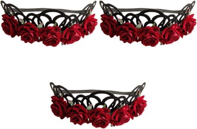Bloemen Hoofdband - Rozenkroon Slinger - Feestelijke Aankleding - Realistisch Ontwerp - 30 x 9 x 6 cm - Rood