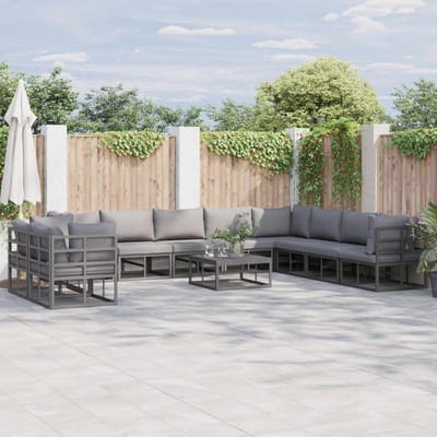vidaXL - Tuinbank - Set - 10 - st - Zwart - Aluminium
