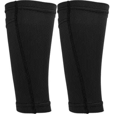 1 Paar Voetbal Scheenbeschermer Sokken Dubbellaags Scheenbeschermer Sleeves voor Voetbaltraining Zwart Jeugd M