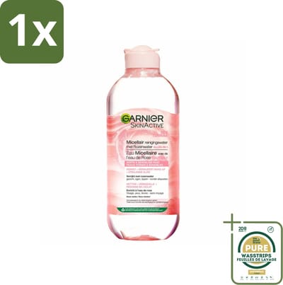 1 x Garnier - SkinActive - Micellair Reinigingswater - Rozenwater - Stralende Huid - 400 ml- Micellair Reinigingswater - Rozenwater - Stralende Huid - Gezichtsreiniging - Make-up Verwijderen