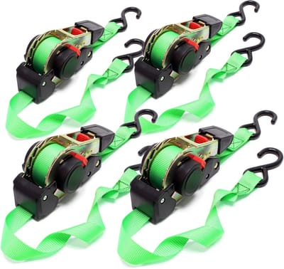 Automatische Spanbanden - Zelfoprollende Banden - Bagage Zekeren - Eenvoudig Ratelsysteem - 4 Stuks 1.8m - Rood