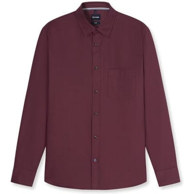 OLYMP Casual Overhemd, Regular Fit, Kent, Bordeauxrood