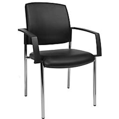 TOPSTAR BtoB 10 bezoekersstoel, kunstleer, desinfectiebestendig, stapelbaar, met armleuningen, set van 2, zwart