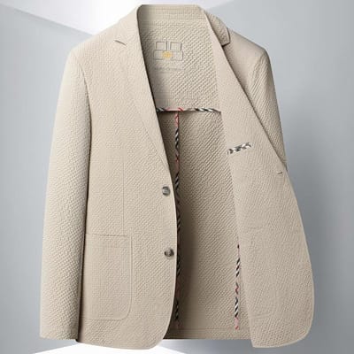Lente en Zomer Enkellaags Seersucker Stretch Pak Heren Koreaanse Versie Slim Fit Strijkloos Casual Jeugd Casual Pak 4XL gray