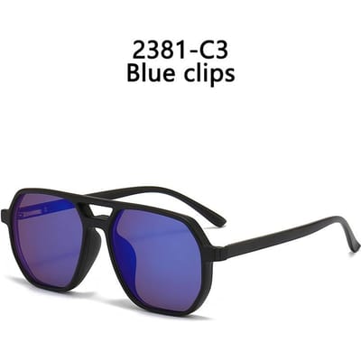 Lunettes de Soleil Double Pont Lunettes Hommes Dames Clip Magnétique Lunettes de Vue Montures Optiques Prescription TR Clips Magnétiques Vintage black