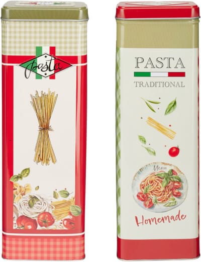 Pasta / spaghetti bewaarblik Nostagia set - groen - metaal - Italiaans - 10 x 8 x 20 cm - voorraadblik