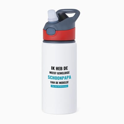 Hacebo® - ik heb de meest geweldige schoonpapa van wereld (klopt, deze mok heb ik van hem) waterfles met rietje rood - de meest geweldigste schoonvader - vader cadeautjes - vaderdag - verjaardagscadeau - verjaardag - water fles - 650ML