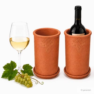 Set van 2 Mambocat terracotta wijnkoelers + onderzetters Ø 11,5 cm