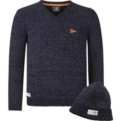 Jan Vanderstorm herren Jumper Met Kap - 52/54 - donkerblauw - Plus Size