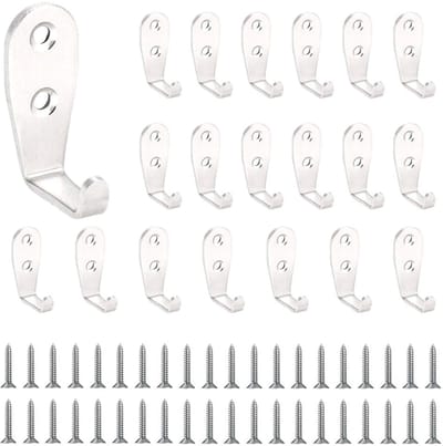 Dailygoods - 20Stuks Garderobehaken, Metalen haken, Wandkapstokhaken, Zware haken, geschikt voor badkamer, keuken, woonkamer, slaapkamer, studie, kantoor, garderobe, deur, of andere plaats(Met schroeven)