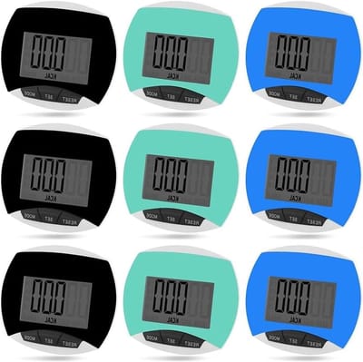 Stappenteller Set - Pedometer Clip-on - Wandelstappen Tellen - Geen App Nodig - 9 Stuks - Zwart Groen Blauw