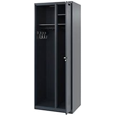 Brandweerkluis C+P Evolo Kombi, 2 vakken voor 1 persoon, zonder helmhouder, vloerglijders, B 700 x D 500 x H 1850 mm, RAL 7016 antracietgrijs