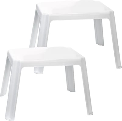 Plasticforte Kindertafel - 2x stuks - kunststof - wit - 55 x 66 x 43 cm - camping - tuin - tafeltje