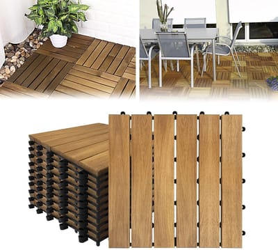 Houten Terrastegels - Vloer Bedekking - Tuin Balkon - Kliksysteem Drainage - 30x30cm 2.4cm - Acaciahout