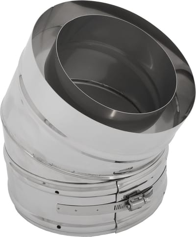 Bocht 30° dubbelwandig Ø200/Ø150mm 0,5mm RVS.