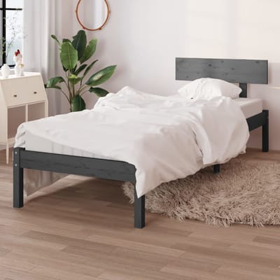 vidaXL - Bedframe - massief - grenenhout - grijs - 90x190 - cm