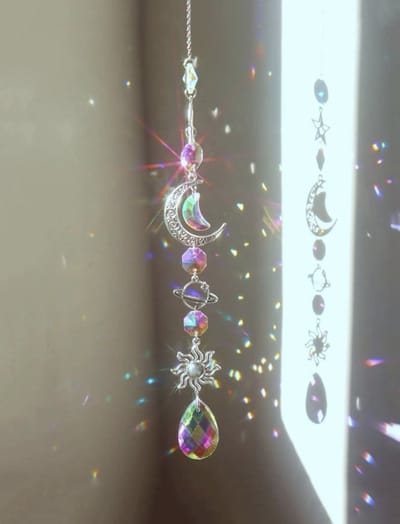 Raamkristal - zonnehanger - dromenvanger - dreamcatcher - crystal Moon Suncatcher - Transparant - Kristal Zonvanger - zilverkleur - Raam Decoratie - Maan zonnevanger - Kristallen - Zonnevanger - Raamdecoratie - moederdag - moederdag cadeautje