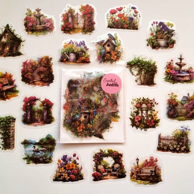 Lente stickers - transparante stickers - 40 stuks - thema Lente tuin bloemen - bullet journal stickers - scrapbook - laptop stickers - volwassenen en kinderen
