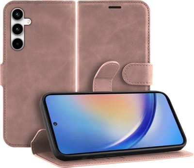 Cazy hoesje geschikt voor Samsung Galaxy A35 Hoesje met Pasjeshouder - Premium Bookcase - Roze