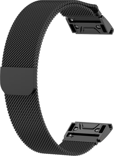 Milanees bandje - geschikt voor Garmin Fenix 5 / 5 Plus / 6 / 6 Pro / 7 / 7 Pro / 8 (47 mm) / E (47 mm) / Epix (Pro) (2) 47 mm / Quatix 5 / 6 / 7 / 7 Pro / Approach S60 / S62 / S70 47 mm / MARQ / D2 Delta / D2 Mach 1 / Descent G1 - zwart