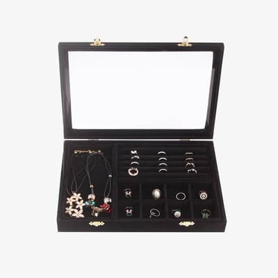 Sieradendoos Joya  | Velvet | Zwart |  3 Lades | Sieradenorganizer | Jewellery organizer | Jewelery organizer | Jewellery box | Jewelery box | Sieradenbox | Sieraden opbergen | Ringendisplay | Organizer | Beautybox |