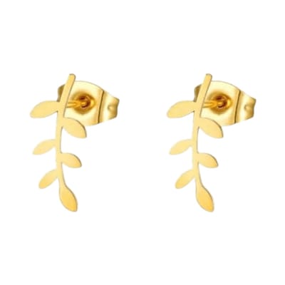 Aramat Jewels | Oorbellen | Goudkleurige blad oorbellen 12 mm - RVS | | | |4mm | Staal | Kinderen, Volwassenen | Verkleurd niet