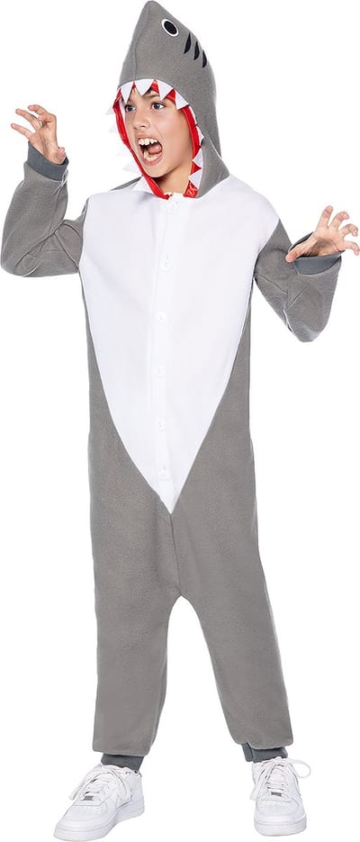 FUNIDELIA Haaien Onesie voor Kinderen - Haaien Pak - 97 - 104 cm