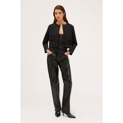 Motivi Full Sequin Wide Jeans Black Maat: 36 | Pantalons Outlet | Dames | Zwart
