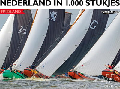 Puzzeltijd Nederland in 1000 stukjes - Friesland Skûtsjesilen puzzel - 67x48 cm